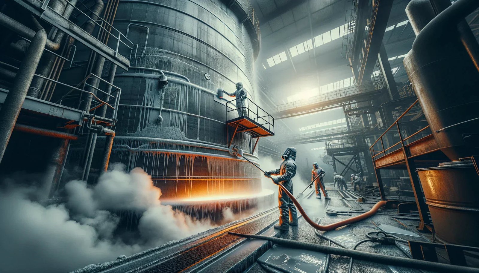 High-temperature industrial furnace with refractory lining