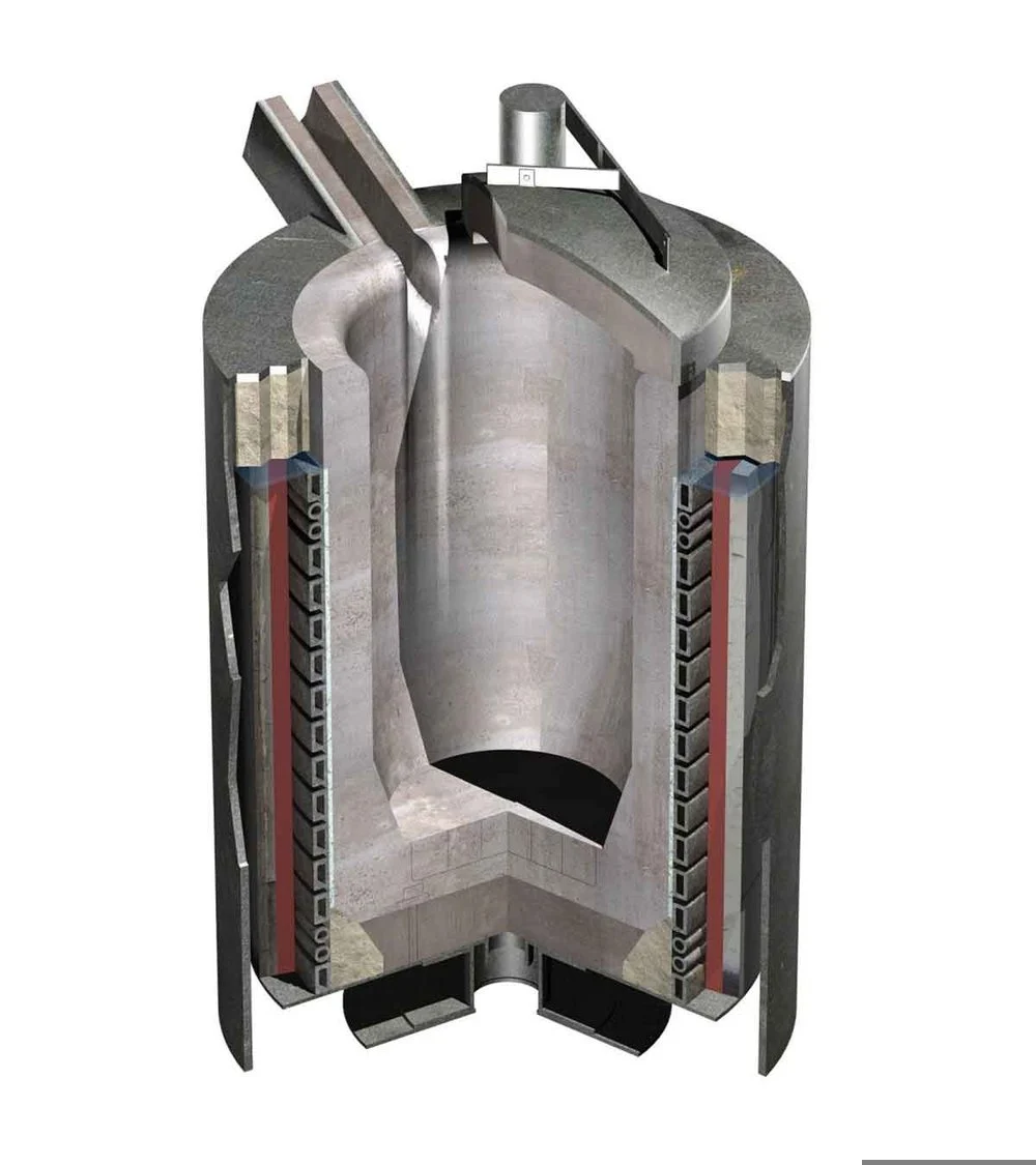 Industrial furnace with refractory lining